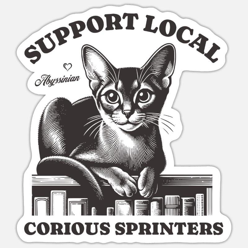 Katze Support Local Abyssinian - Sticker Größe S (10 x 10 cm) - Mattweiß