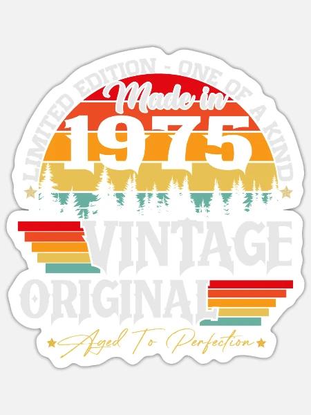 Original 1975 Vintage Jahrgang Retro Geburtstag - Sticker Größe S (10 x 10 cm) - Mattweiß