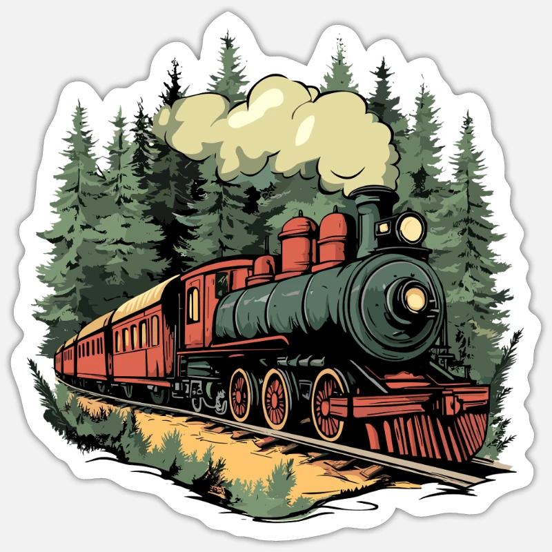 Train forestier au soleil Sticker taille S (10 x 10 cm)