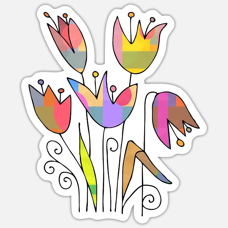 Fleur - Sticker taille S (10 x 10 cm) - blanc mat