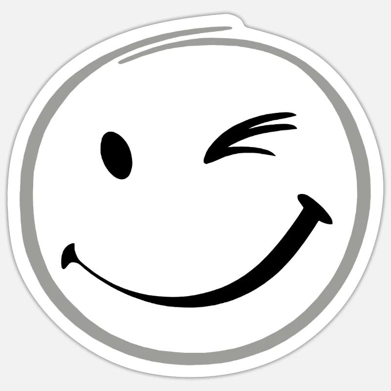 Zwinkerndes Lächeln - Sticker Größe S (10 x 10 cm) - Mattweiß