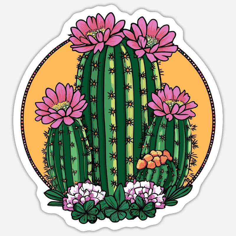 Blooming cactus in sunset - Sticker size S (10 x 10 cm) - white matte