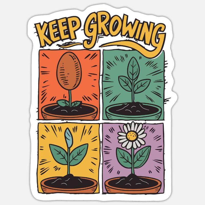 Positive development – Keep Growing - Sticker size S (10 x 10 cm) - white matte
