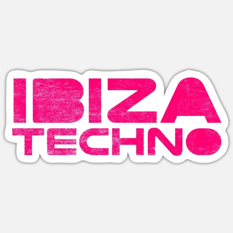 Ibiza Techno - Sticker Größe S (10 x 10 cm) - Mattweiß