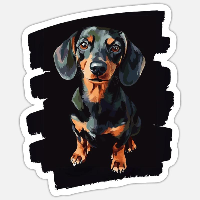 Teckel - Sticker taille S (10 x 10 cm) - blanc mat