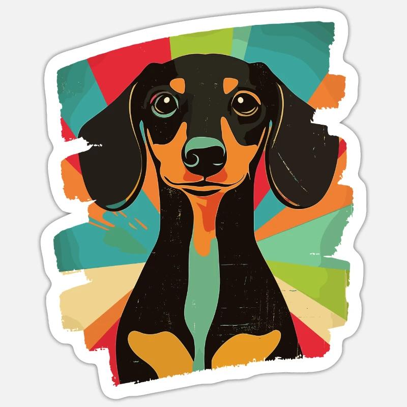 Dackel Dachshund - Sticker Größe S (10 x 10 cm) - Mattweiß