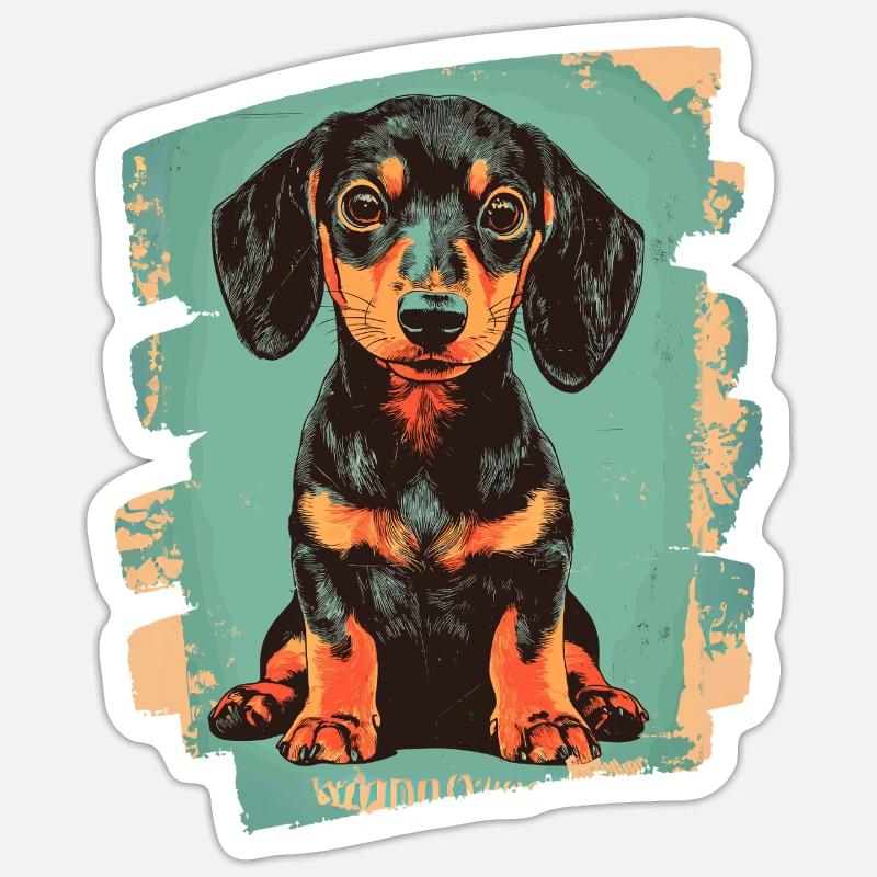 Dackel Dachshund - Sticker Größe S (10 x 10 cm) - Mattweiß