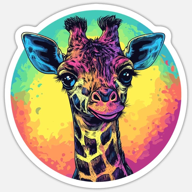 Colorful Giraffe with Gradient Sticker size S (10 x 10 cm)