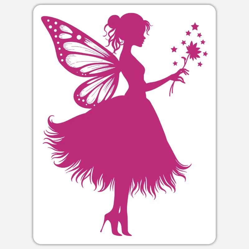 Fée magique avec fleur - Sticker taille S (10 x 10 cm) - blanc mat