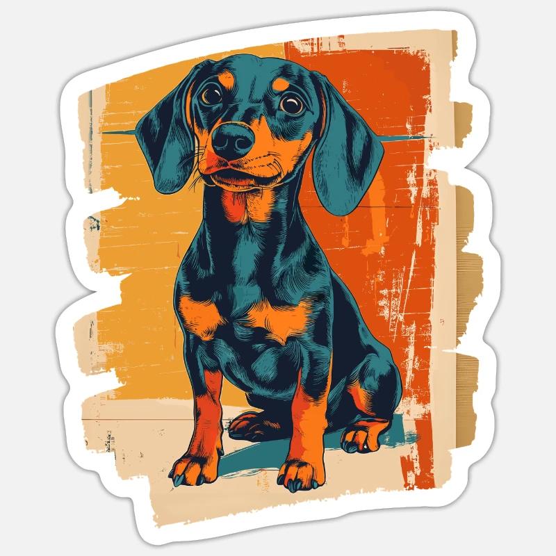 Teckel Dackel - Sticker taille S (10 x 10 cm) - blanc mat