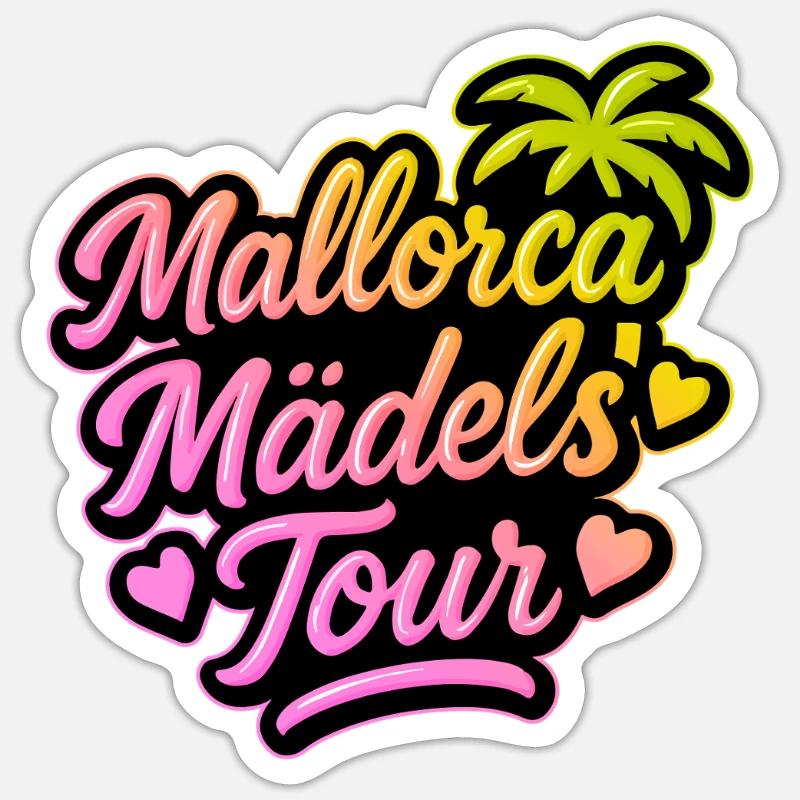 Mallorca Mädels Tour Bunt - Sticker Größe S (10 x 10 cm) - Mattweiß