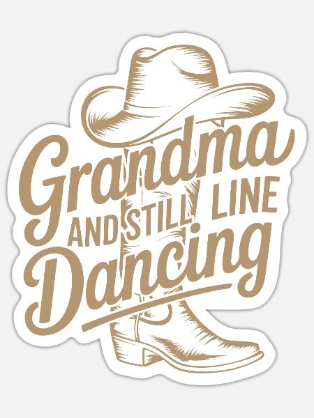 Coole Line Dance Oma. Oma hat Freude am Tanzen - Sticker Größe S (10 x 10 cm) - Mattweiß