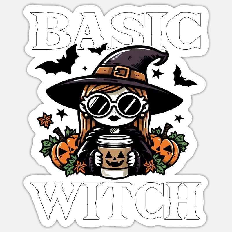 BASIC WITCH - CADEAU D’HALLOWEEN Sticker taille S (10 x 10 cm)