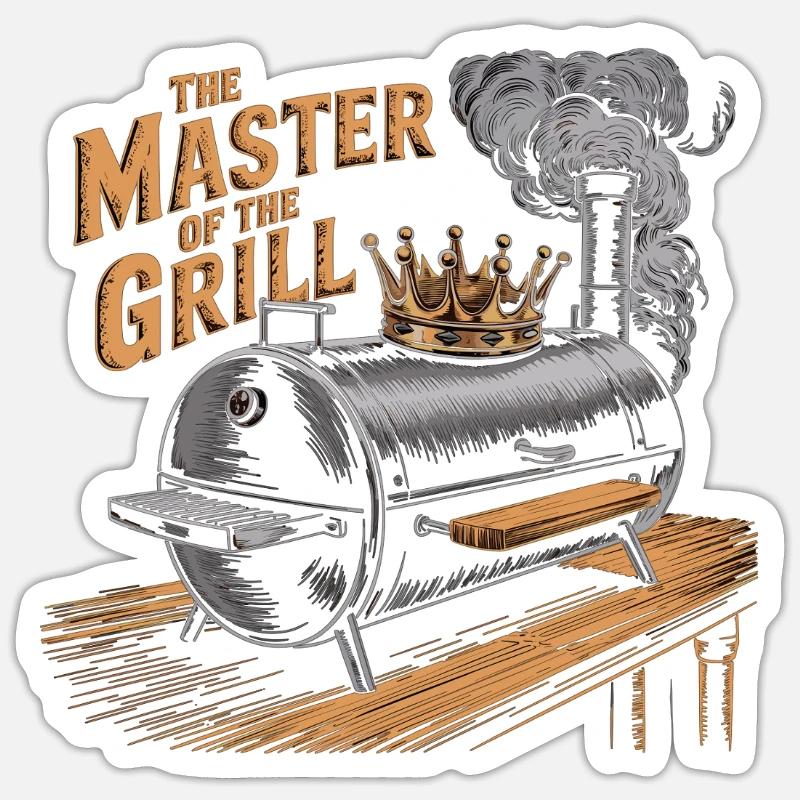 Roi du gril - Sticker taille S (10 x 10 cm) - blanc mat