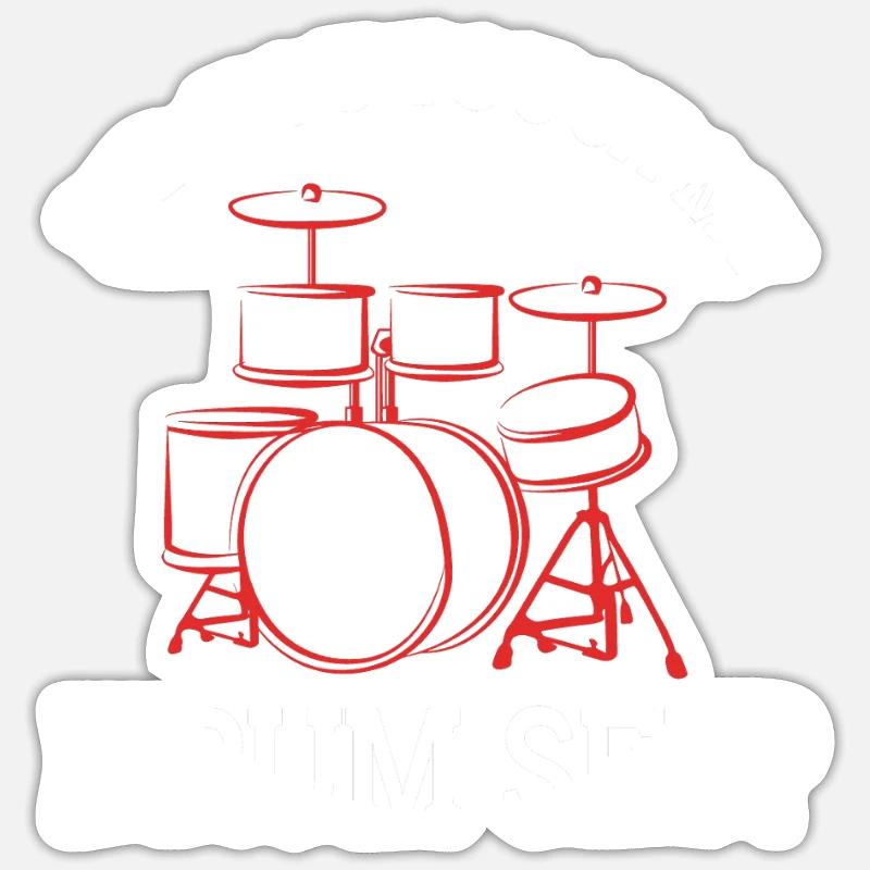 Drummer Drumsticks Tambours - Sticker taille S (10 x 10 cm) - blanc mat