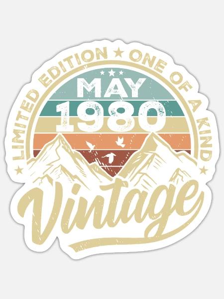Geburtstag Vintage Mai 1980 original May 1980 - Sticker Größe S (10 x 10 cm) - Mattweiß