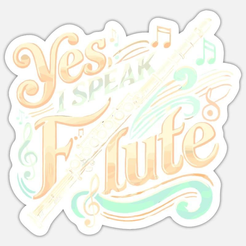 Ja, ich spreche Flöte - Sticker Größe S (10 x 10 cm) - Mattweiß