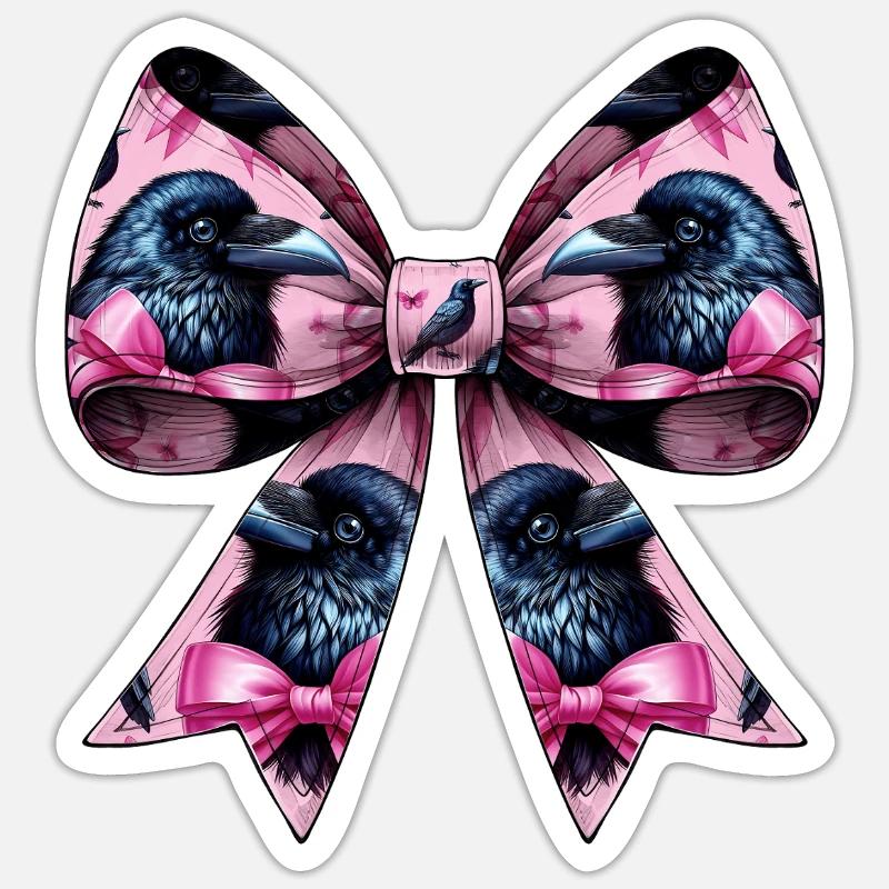 Coquette Bogen Rabe Krähe Vogel Muster Mädchen Sticker Größe S (10 x 10 cm)