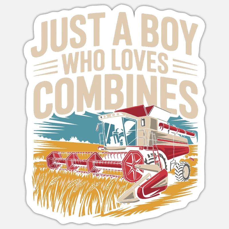 Juste un garçon qui aime les moissonneuses-batteuses Sticker taille S (10 x 10 cm)