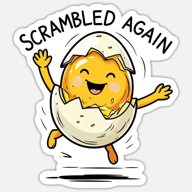Mixed up again – egg with humor - Sticker size S (10 x 10 cm) - white matte
