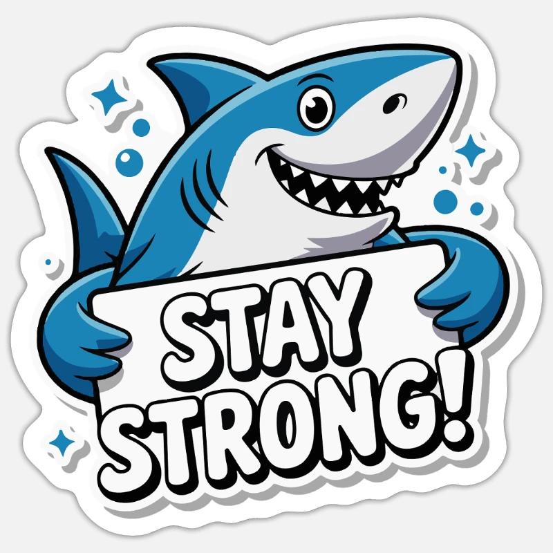 HAI, BLEIB STARK - Sticker Größe S (10 x 10 cm) - Mattweiß