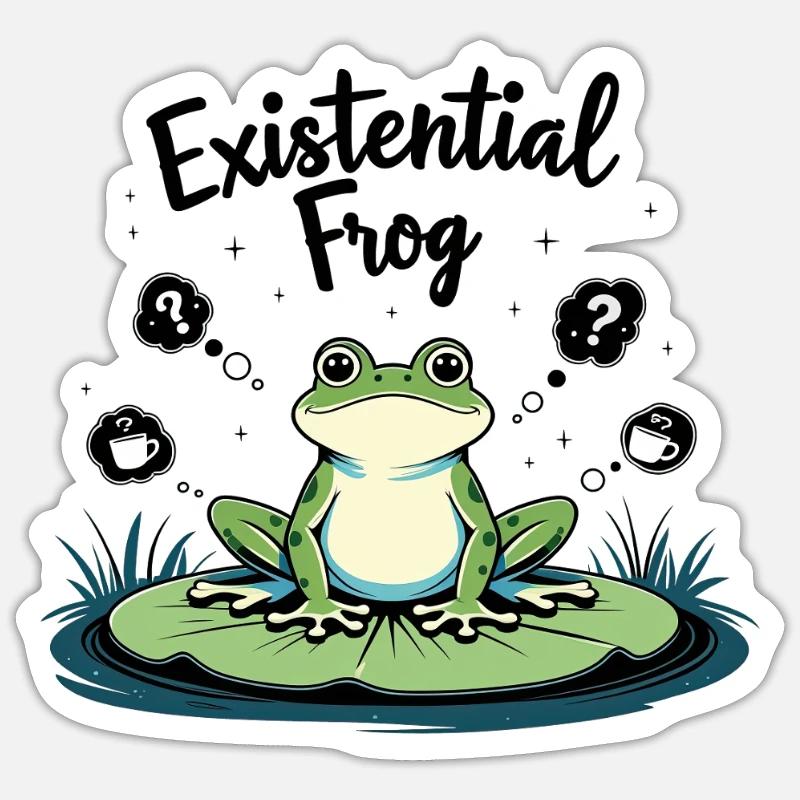 Existential Frog – Funny Brooding Motif Sticker size S (10 x 10 cm)