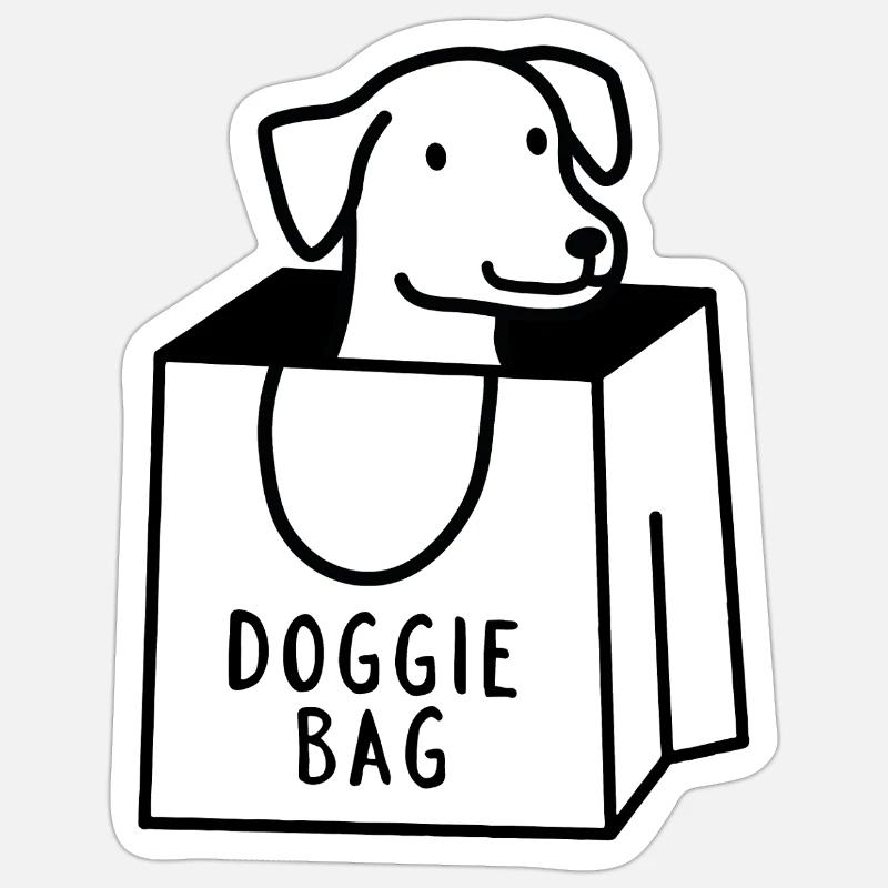 Hundetasche - Sticker Größe S (10 x 10 cm) - Mattweiß