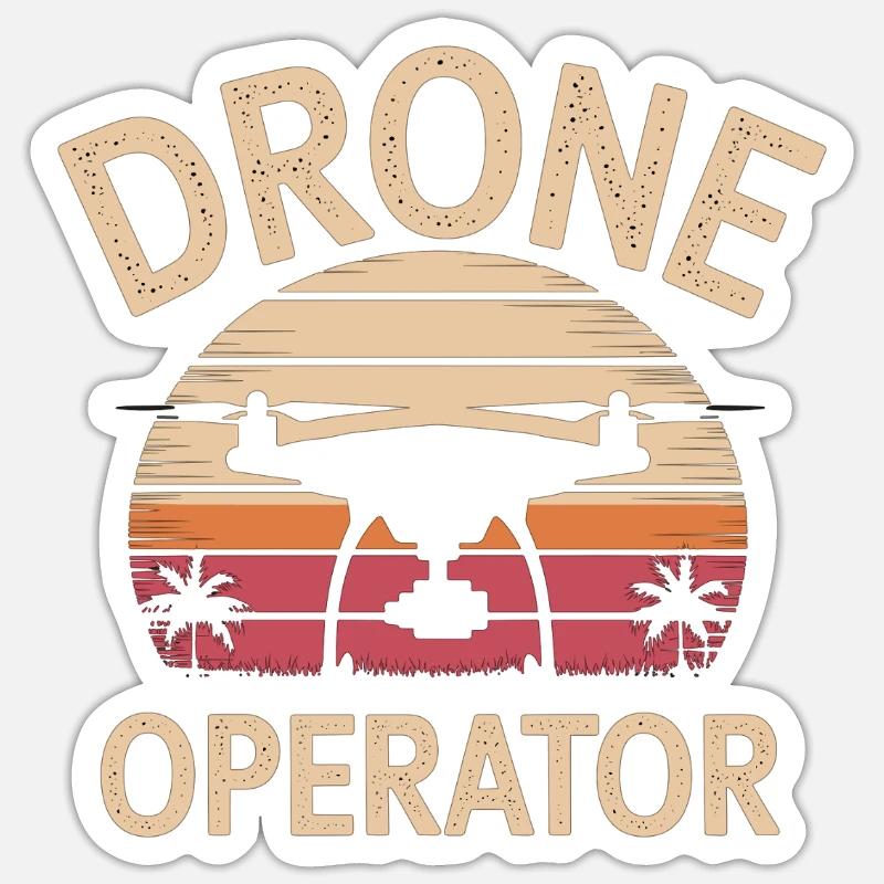 Pilote de drone coucher de soleil - Sticker taille S (10 x 10 cm) - blanc mat