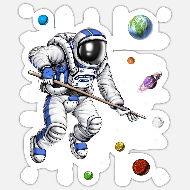 Astronaut Pool Player - Sticker size S (10 x 10 cm) - white matte
