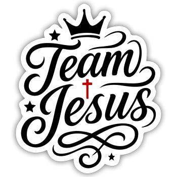 Dicton chrétien de l’équipe Jésus - Sticker taille S (10 x 10 cm) - blanc mat - Devant