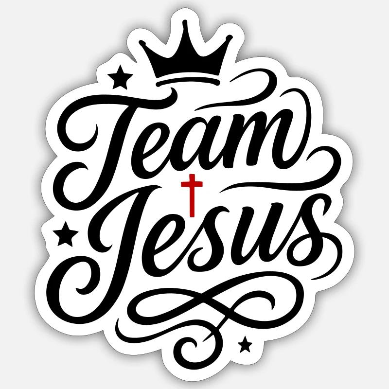 Dicton chrétien de l’équipe Jésus - Sticker taille S (10 x 10 cm) - blanc mat