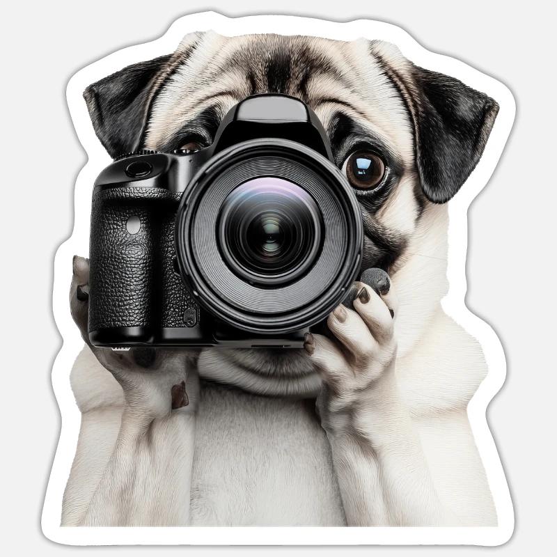 Mops - Sticker Größe S (10 x 10 cm) - Mattweiß