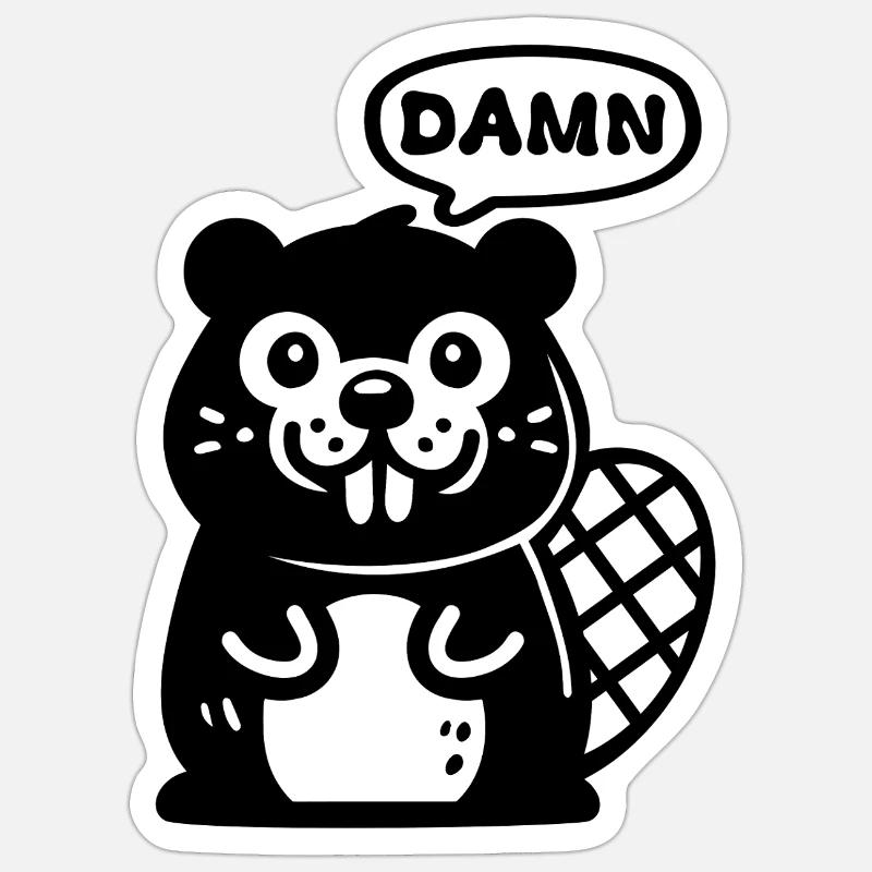 Maudit castor - Sticker taille S (10 x 10 cm) - blanc mat