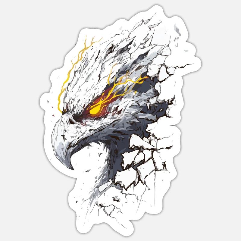 Cyborg eagle with laser vision breaks through wall Sticker size S (10 x 10 cm)
