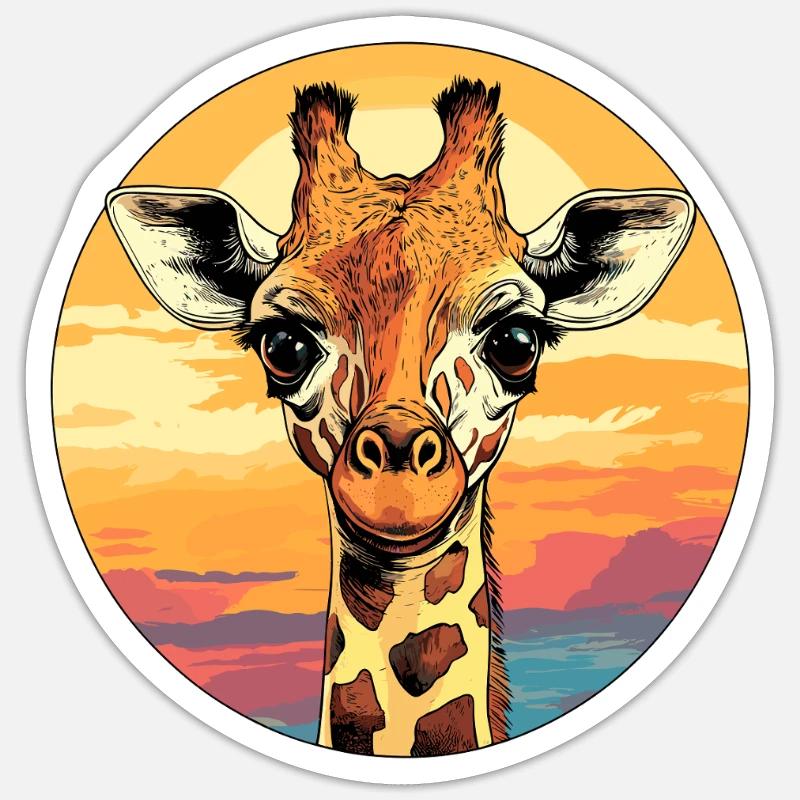 Giraffe at sunset - Sticker size S (10 x 10 cm) - white matte