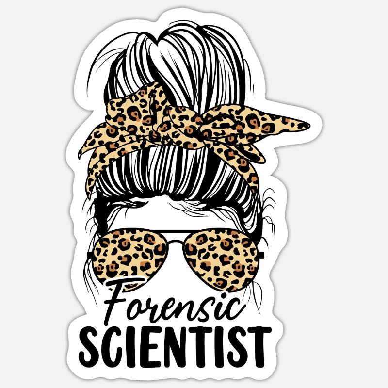 Forensiker Messy Bun Leopard Forensik Sticker Größe S (10 x 10 cm)