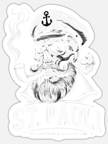 St.Pauli Kiez Hamburg Totenkopf Sankt Pauli - Sticker Größe S (10 x 10 cm) - Mattweiß