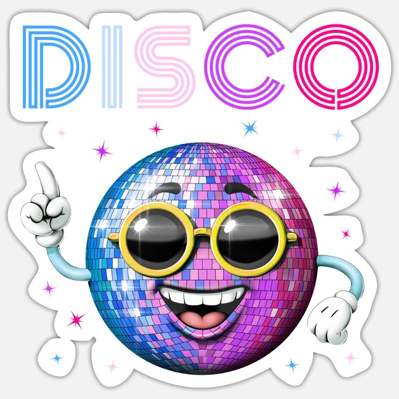 Boule disco Sticker taille S (10 x 10 cm)