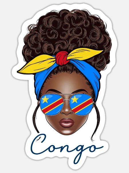 Kongo Frau Kongolesisches Mädchen - Sticker Größe S (10 x 10 cm) - Mattweiß