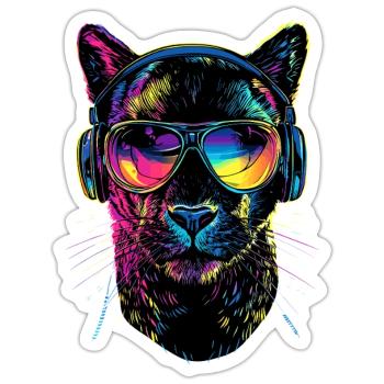 Panther Leopard Raubkatze Süße Großkatze Panter - Sticker Größe S (10 x 10 cm) - Mattweiß - Vorne