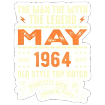 Geburtstag Mai 1964 - May 1964 - Sticker Größe S (10 x 10 cm) - Mattweiß - Vorne