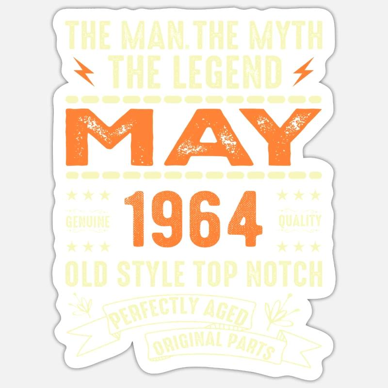 Geburtstag Mai 1964 - May 1964 - Sticker Größe S (10 x 10 cm) - Mattweiß