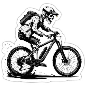 Mountain Bike Bicycle Biking Downhill Sport Downhill - Sticker size S (10 x 10 cm) - white matte - Front