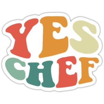 Chef Drôle Restaurant Cuisine Chef - Sticker taille S (10 x 10 cm) - blanc mat - Devant