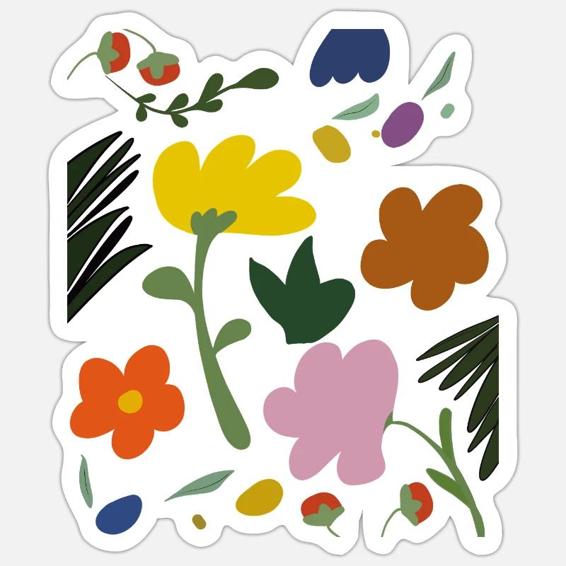 Abstract Flowers in Spring Palette Sticker size S (10 x 10 cm)