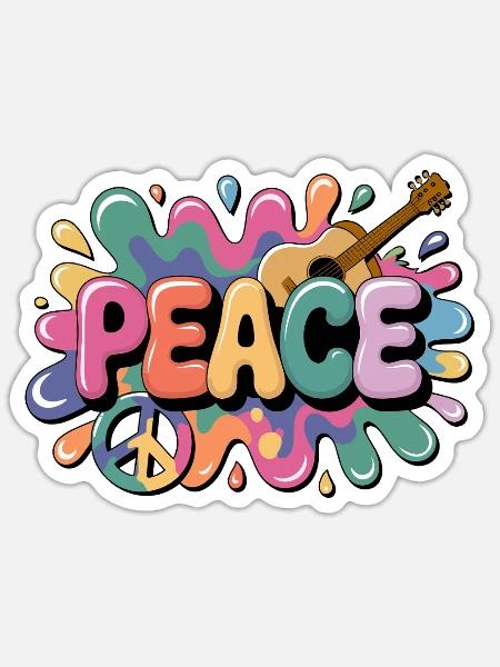 PEACE – Psychedelic - Sticker Größe S (10 x 10 cm) - Mattweiß