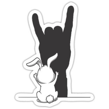 Rock Hase – Der coolste Hase im Rampenlicht - Sticker Größe S (10 x 10 cm) - Mattweiß - Vorne