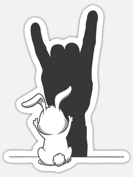 Rock Bunny – Le lapin le plus cool sous les projecteurs - Sticker taille S (10 x 10 cm) - blanc mat