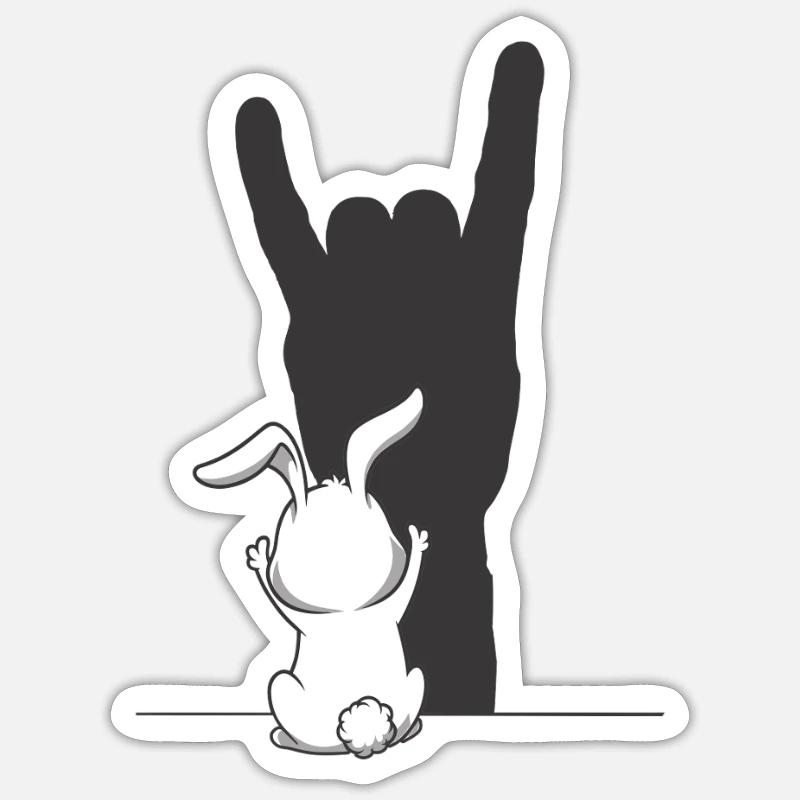Rock Bunny – Le lapin le plus cool sous les projecteurs - Sticker taille S (10 x 10 cm) - blanc mat