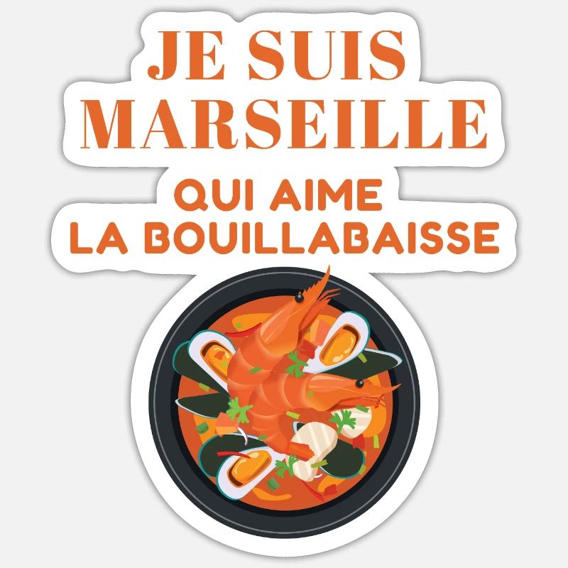 Je suis Marseille qui aime la Bouillabaisse Sticker taille S (10 x 10 cm)